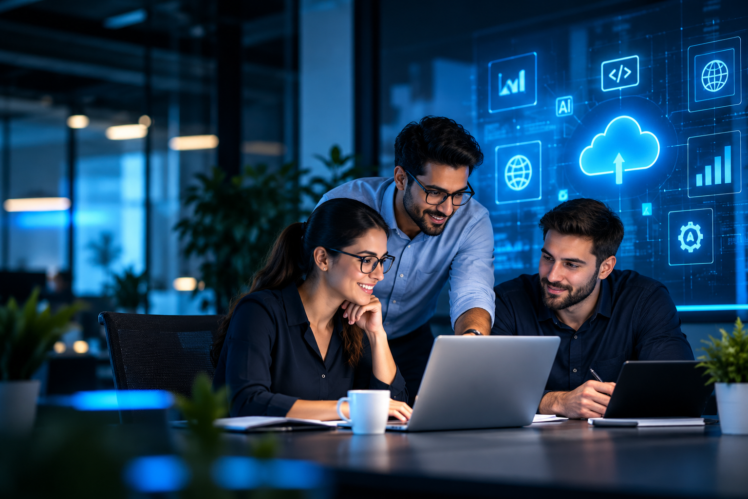 AROS IT Solutions team collaborating on technology